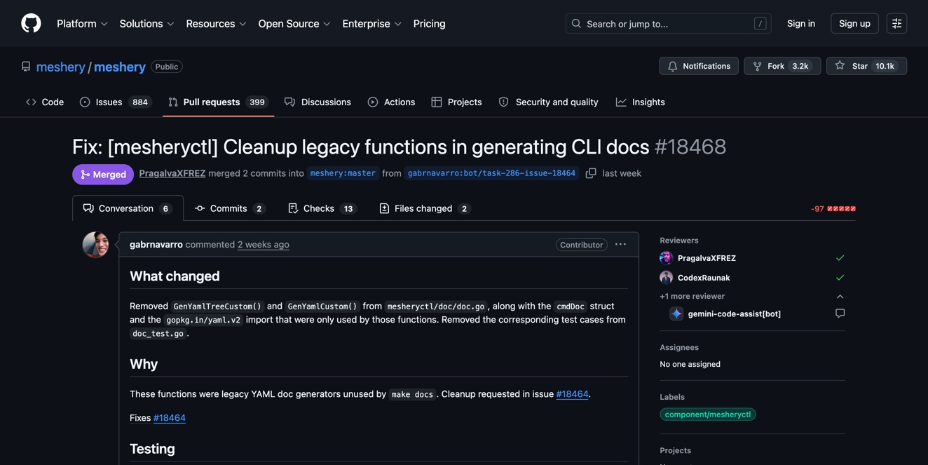 meshery PR merged — 10k star CNCF project